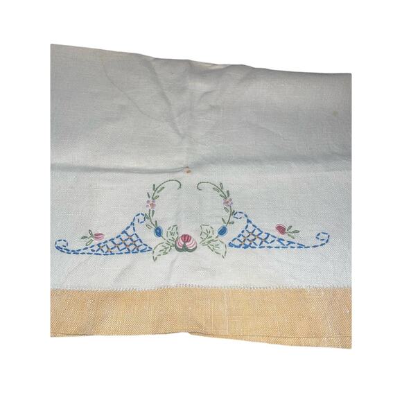 Vintage Linen Kitchen Tea Towel Hand Stitched Cottagecore Country Farmhouse - Picture 2 of 8